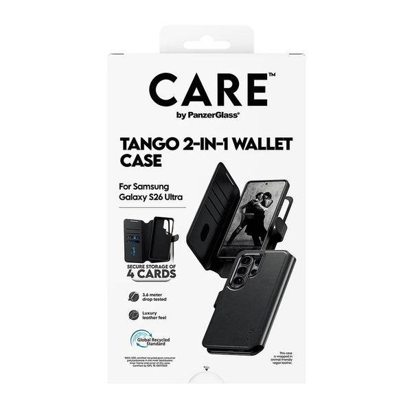 CARE by PanzerGlass Étui de télephone portefeuille Tango 2 en 1 avec MagSafe Samsung Galaxy S26 Ultra - Transparent