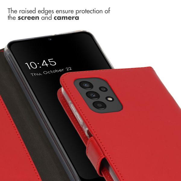 Selencia Étui portefeuille en cuir véritable Samsung Galaxy A13 (4G) - Rouge