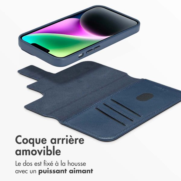 Accezz Étui de télephone portefeuille en cuir 2-en-1 avec MagSafe Apple iPhone 14 - Nightfall Blue