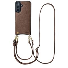 Selencia Coque de télephone Nova avec cordon et porte-cartes Samsung Galaxy A57 (5G) - Mocha Brown