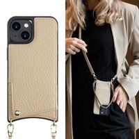 Selencia Coque arrière avec cordon et porte-cartes Nova iPhone 14 - Beige