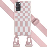 Selencia ﻿Coque design en silicone avec cordon amovible Samsung Galaxy S20 FE - Irregular Check Sand Pink