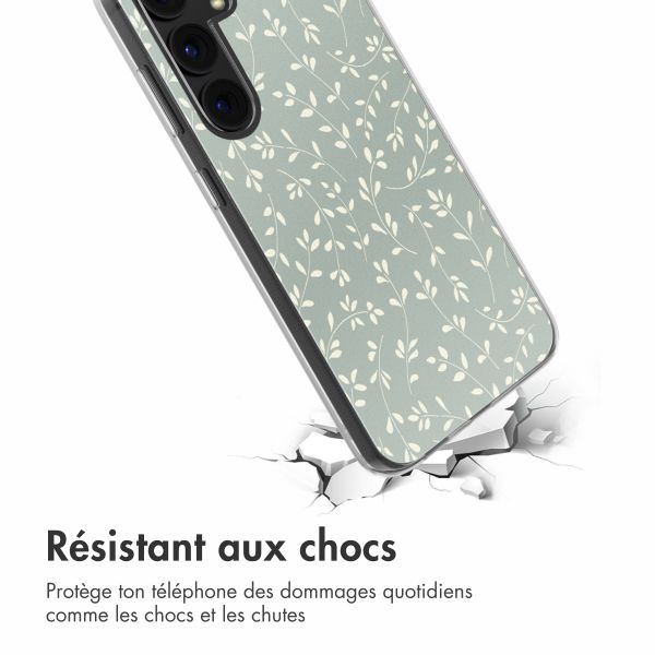 imoshion Coque design pour Samsung Galaxy S24 - Smoke Green Flowers