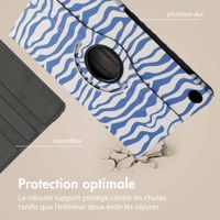 imoshion Coque tablette Design rotatif à 360° Samsung Galaxy Tab A9 Plus - White Blue Stripes