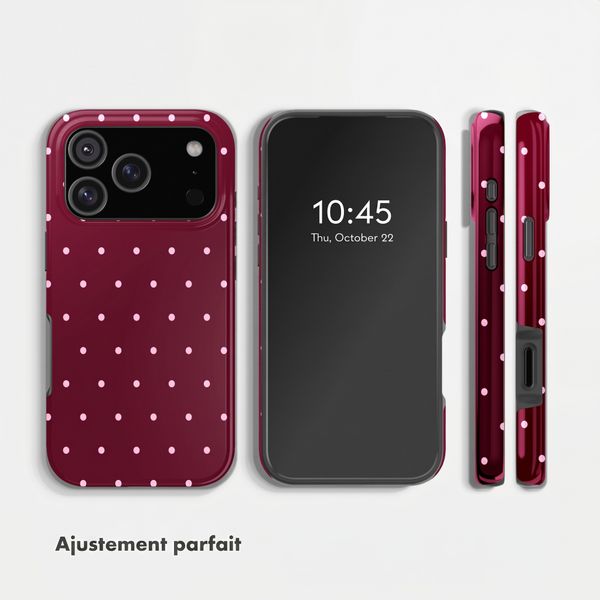 Selencia Coque arrière Vivid avec MagSafe Apple iPhone 17 Pro - Happy Dots Burgundy