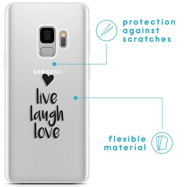 imoshion Coque Design Samsung Galaxy S9 - Live Laugh Love - Noir