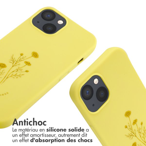 imoshion Coque design en silicone avec cordon iPhone 13 - Flower Yellow