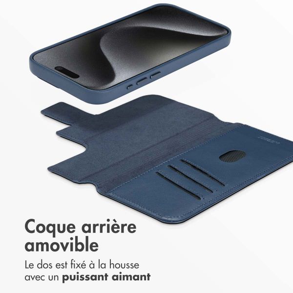 Accezz Étui de télephone portefeuille en cuir 2-en-1 avec MagSafe Apple iPhone 15 Pro Max - Nightfall Blue
