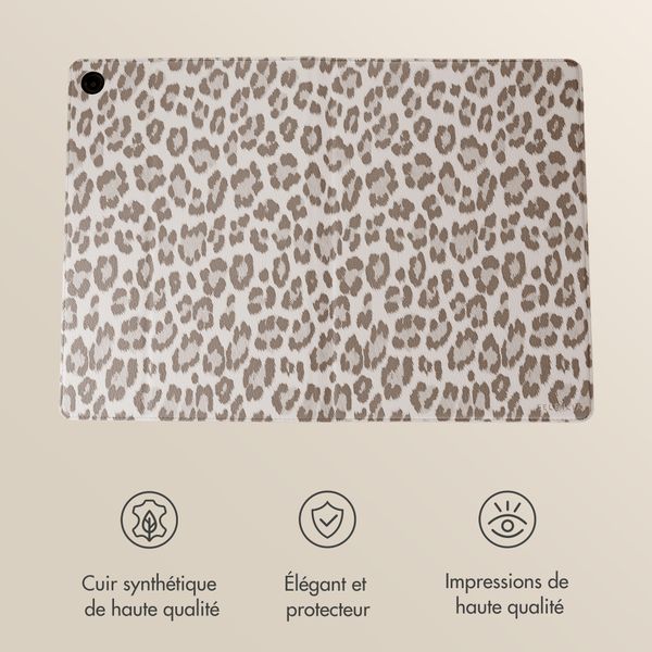 Selencia Coque tablette Sabi avec imprimé léopard Samsung Galaxy Tab A11 Plus - Soft Ivory