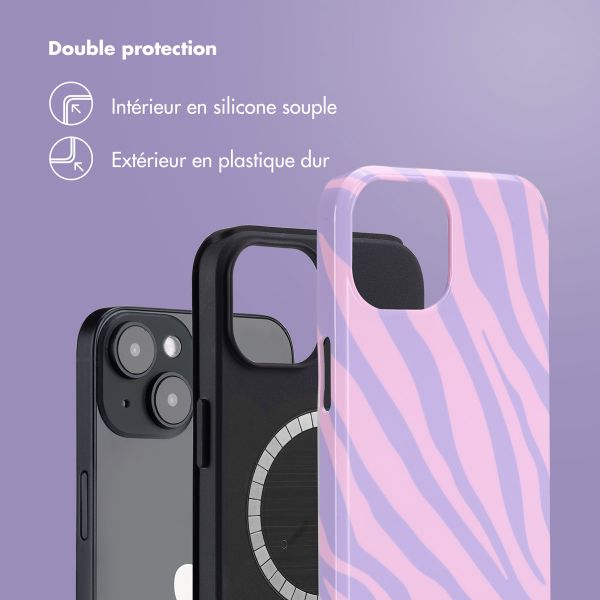 Selencia Coque arrière Vivid Tough avec MagSafe iPhone 14 - Zebra Light Pink Lilac