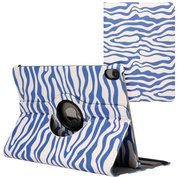 imoshion Coque tablette Design rotatif à 360° Apple iPad Air 5 (2022) / Air 4 (2020) - White Blue Stripes