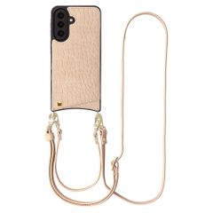 Selencia Coque de télephone Nova Croco avec cordon et porte-cartes Samsung Galaxy A57 (5G) - Beige