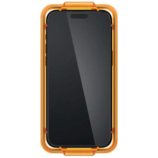 Spigen Protection d'écran en verre trempé AlignMaster Cover 2 Pack iPhone 15 - Noir