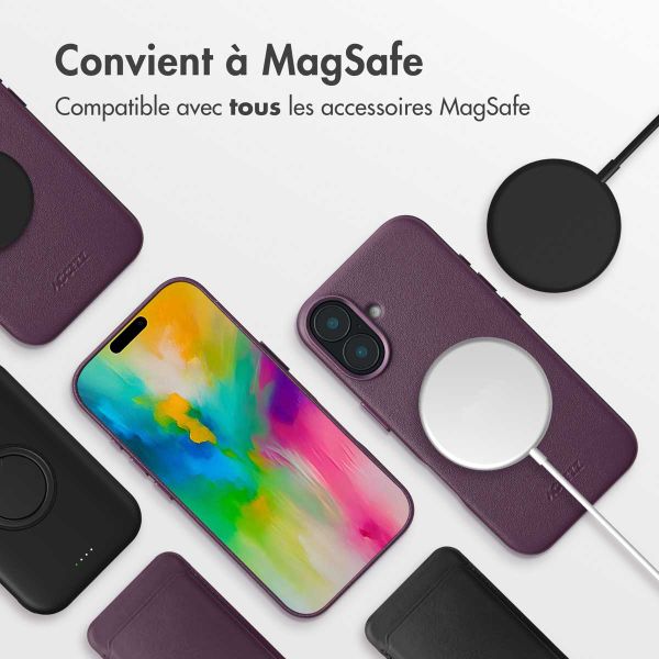 Accezz Coque arrière en cuir avec MagSafe Apple iPhone 16 - Heath Purple