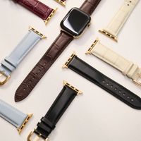 Burga Bracelet en cuir véritable Apple Watch Series 1 - 9 / SE (38/40/41 mm) | Series 10 / 11 (42 mm) - Don't Text / Gold