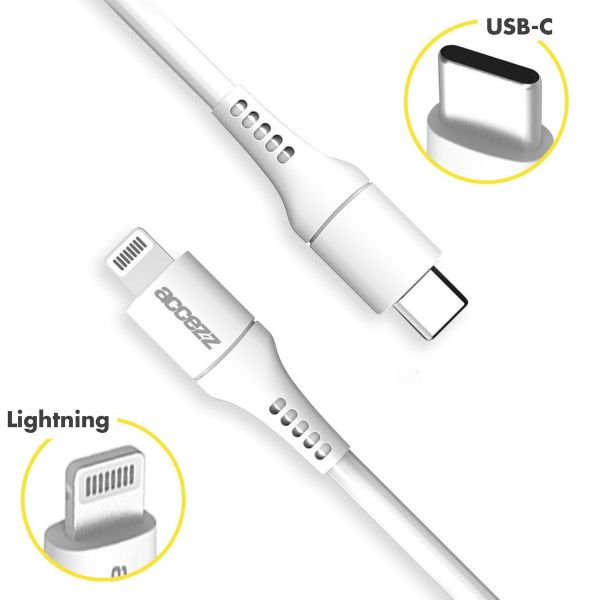 Accezz Câble Lightning vers USB-C - Certifié MFi - 1 mètre - Blanc