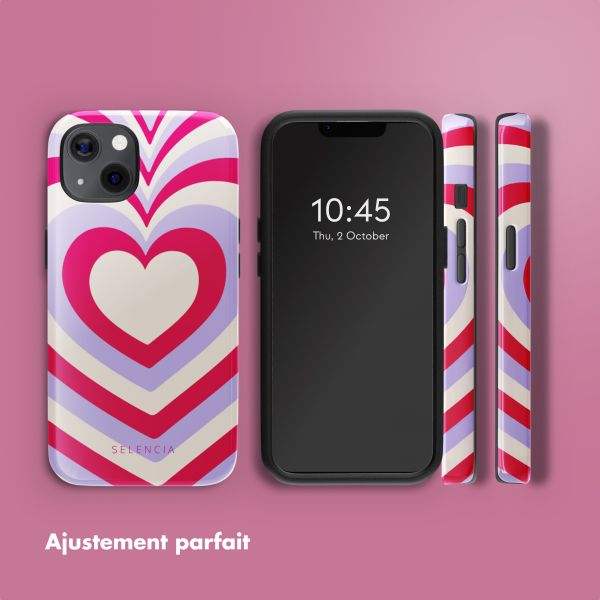 Selencia Coque arrière Vivid avec MagSafe Apple iPhone 13 - Double Hearts Rubine Red Lilac