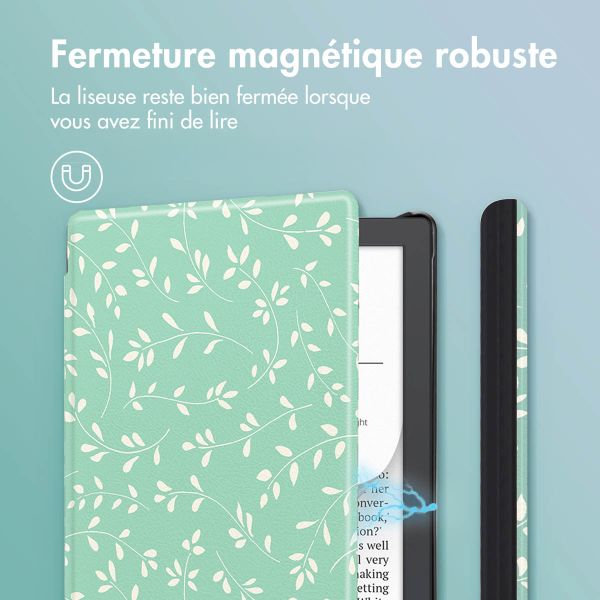 imoshion Design Slim Hard Case Sleepcover Pocketbook Verse Lite - Smoke Green Flowers