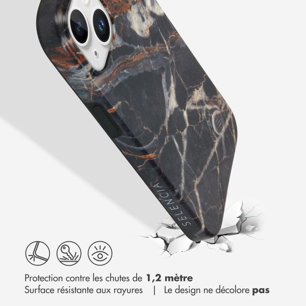 Selencia Aurora Coque Fashion Apple iPhone 15 - Onyx Black Marble