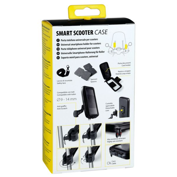 Lampa Support de téléphone scooter - Résistant aux éclaboussures - Fixation posurur rétroviseur et pare-brise - Noir