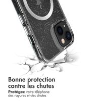 imoshion Coque arrière transparente Pailletée avec MagSafe Apple iPhone 13 - Argent