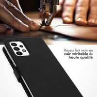 Selencia Étui portefeuille en cuir véritable Samsung Galaxy A23 (5G) - Noir