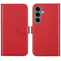 Selencia Étui portefeuille en cuir véritable Samsung Galaxy S25 - Rouge
