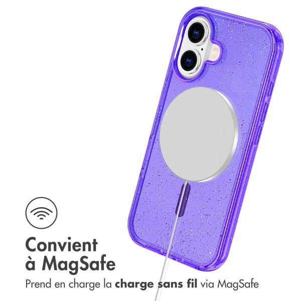imoshion Coque Pailletée avec MagSafe Apple iPhone 16 - Paillettes Violet