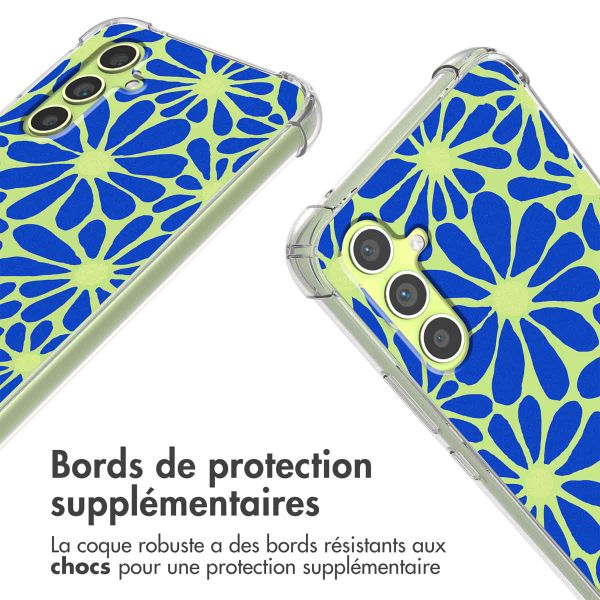 imoshion Coque Design avec cordon Samsung Galaxy A34 (5G) - Cobalt Blue Flowers Connect