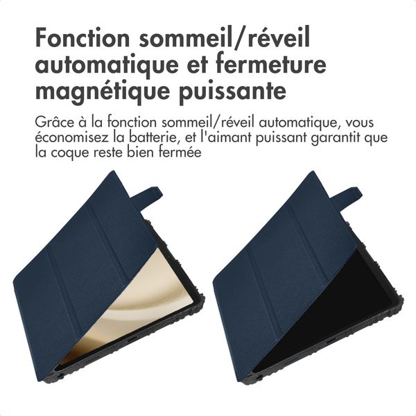 Accezz Coque tablette Rugged Trifold Samsung Galaxy Tab A9 Plus - Bleu foncé