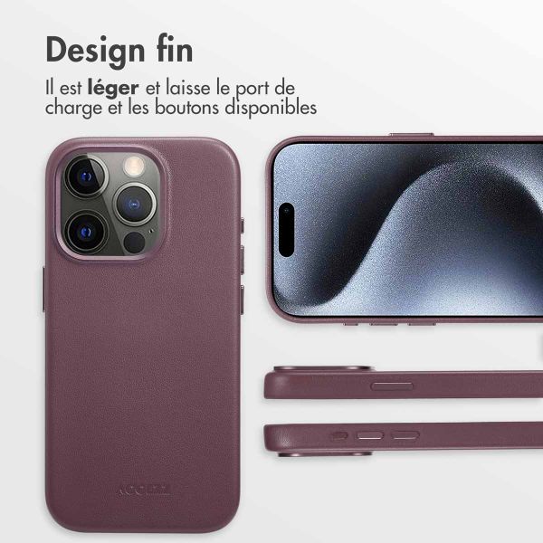 Accezz Coque arrière en cuir avec MagSafe Apple iPhone 15 Pro - Heath Purple