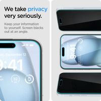 Spigen Protection d'écran en verre trempé GLAStR Privacy Applicator Apple iPhone 16 Plus / 15 Plus