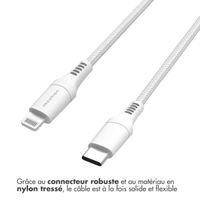 imoshion ﻿Câble Lightning vers USB-C - Non MFi - Textile tressé - 2 mètre - Blanc