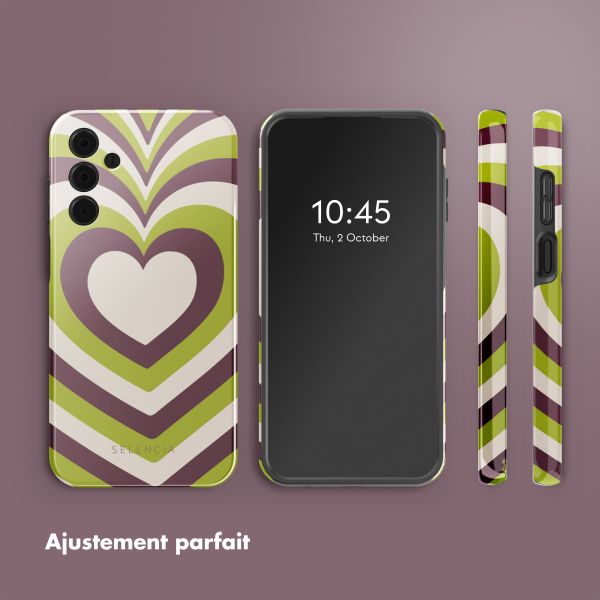 Selencia Coque arrière Vivid Tough Samsung Galaxy A15 (5G/4G) - Double Hearts Plum Fern