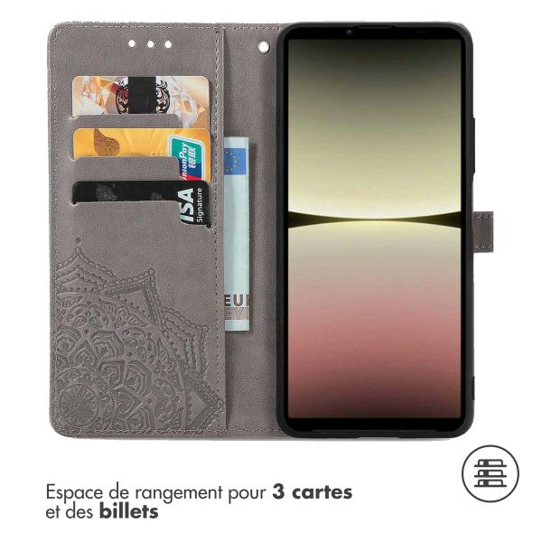 imoshion Etui de téléphone portefeuille Mandala Sony Xperia 10 V - Gris