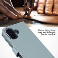 Selencia Étui portefeuille en cuir véritable Apple iPhone 16 Plus - Air Blue