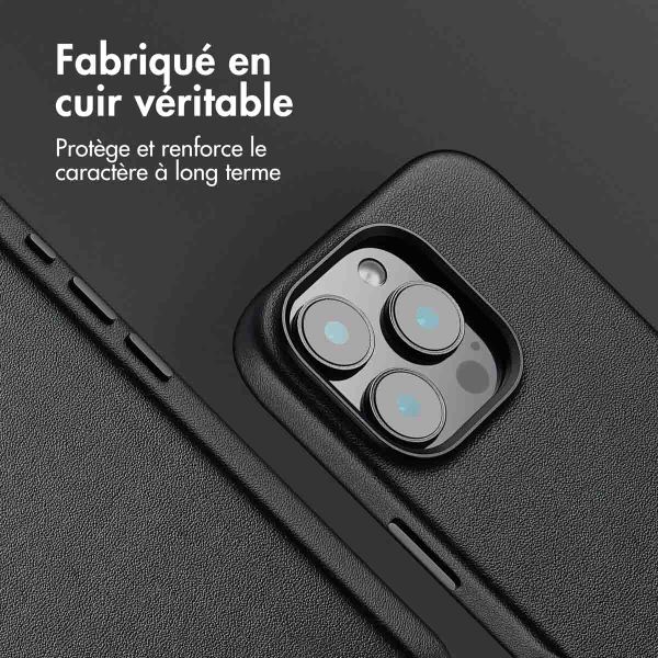 Accezz Coque arrière en cuir avec MagSafe iPhone 16 Pro - Onyx Black