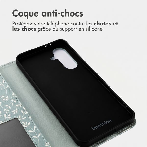 imoshion Étui de télephone portefeuille Design Samsung Galaxy A56 - Smoke Green Flowers