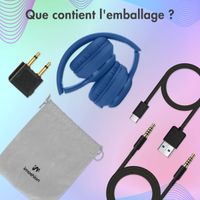 imoshion Casque pour enfants Bluetooth LED - Casque sans fil avec limiteur de décibels + Câble AUX - Cobalt Blue