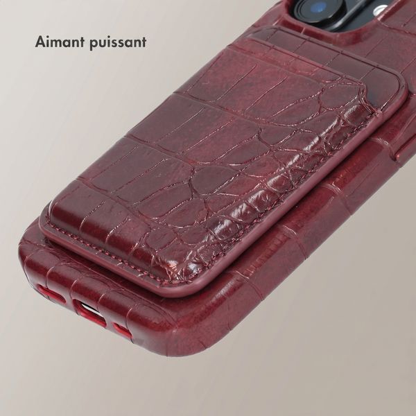 Selencia Porte-cartes Croco avec MagSafe - Burgundy