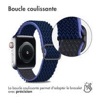 imoshion Bracelet en nylon élastique Apple Watch Series 1 t/m 9 / SE (38/40/41 mm) | Series 10 / 11 (42 mm) - Bleu foncé