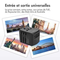 imoshion Prise internationale universelle - USB-C &  USB-A - Noir