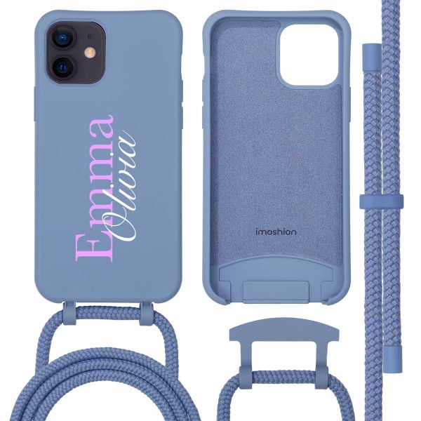 Coque de couleur personnalisée MagSafe avec cordon amovible  et nom iPhone 12 Pro - Ash Blue