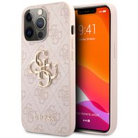 Guess Coque 4G Metal Logo Backcover Apple iPhone 13 Pro - Roze & Goud / Pink & Gold