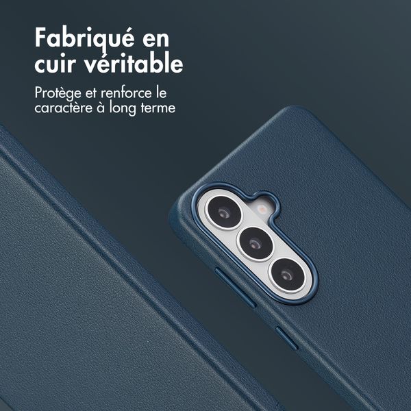 Accezz Coque arrière en cuir avec MagSafe Samsung Galaxy S26 Plus - Nightfall Blue