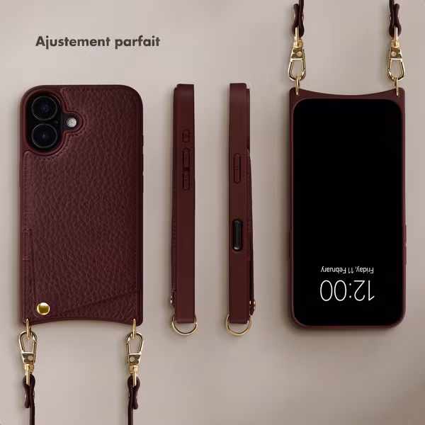 Selencia Coque de télephone Nova avec cordon et porte-cartes Apple iPhone 17 - Bold Burgundy