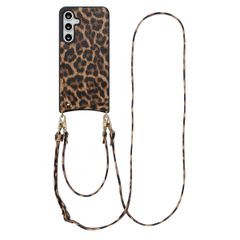 Selencia Coque de télephone Nova avec cordon et porte-cartes Samsung Galaxy S24 FE - Leopard