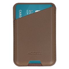 Accezz Porte-cartes en cuir magn&eacute;tique - Compatible avec Apple Find My - Coffee Brown