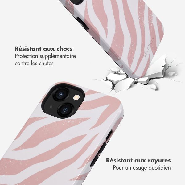 Selencia Coque arrière Vivid Tough iPhone 13 - Colorful Zebra Old Pink