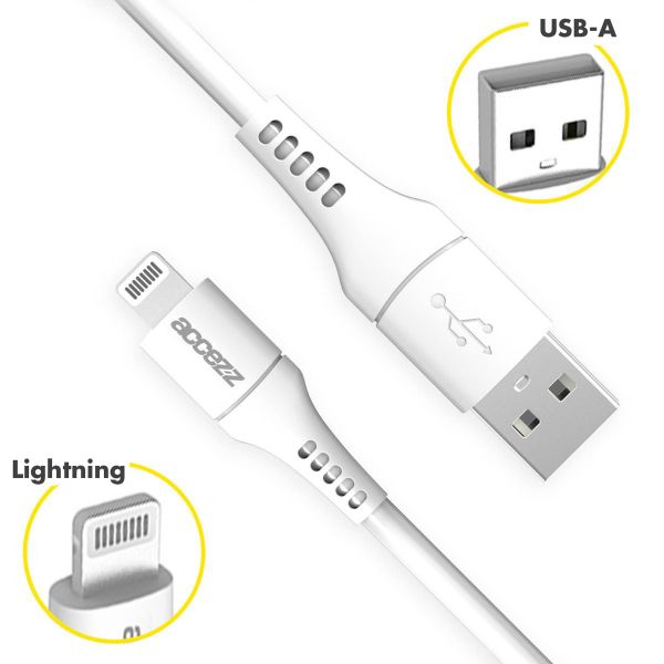 Accezz Câble Lightning vers USB - Certifié MFi - 1 mètre - Blanc